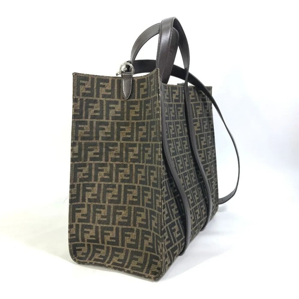 FENDI Crossbody Zucca Shopping bag 2WAY Shoulder Bag Hand Bag Tote Bag - Picture 3 of 16